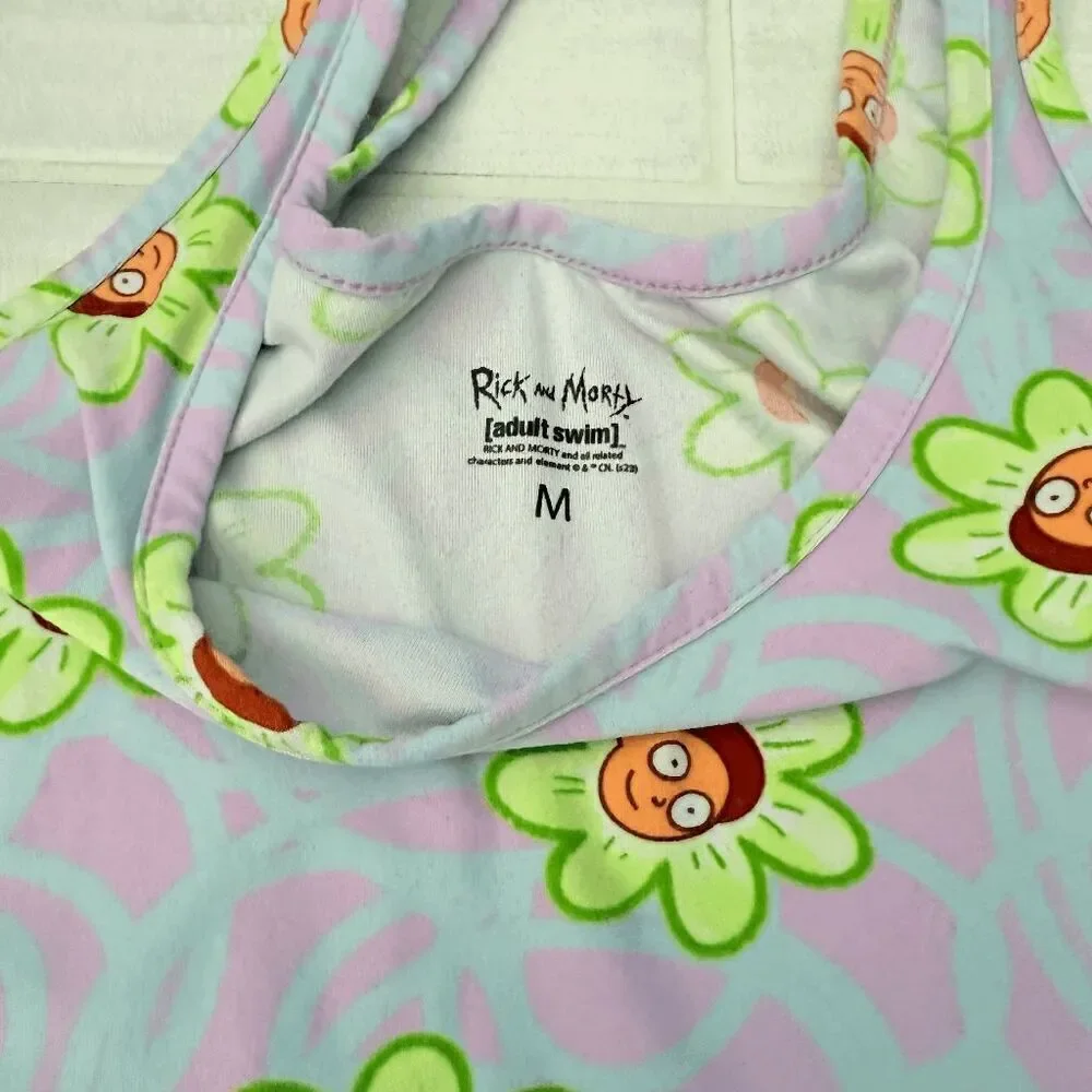 Rick and Morty Matching PJ Set Cami Tank Shorts Adult Swim Purple Green Medium